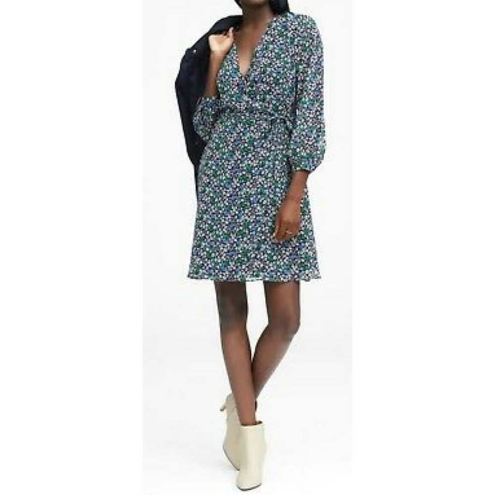 Banana Republic Green Floral Mini Dress